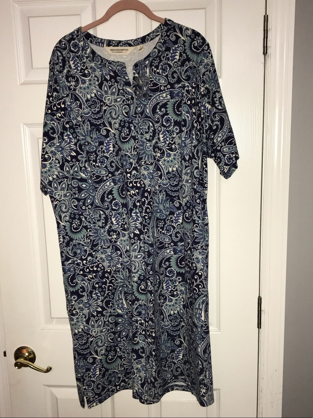 Isaac Mizrahi Navy and White Paisley Midi Dress